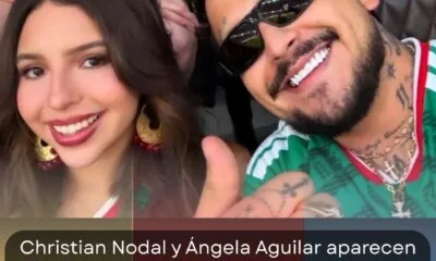 Christian Nodal y Ángela Aguilar aparecen juntos en el México vs Ecuador
