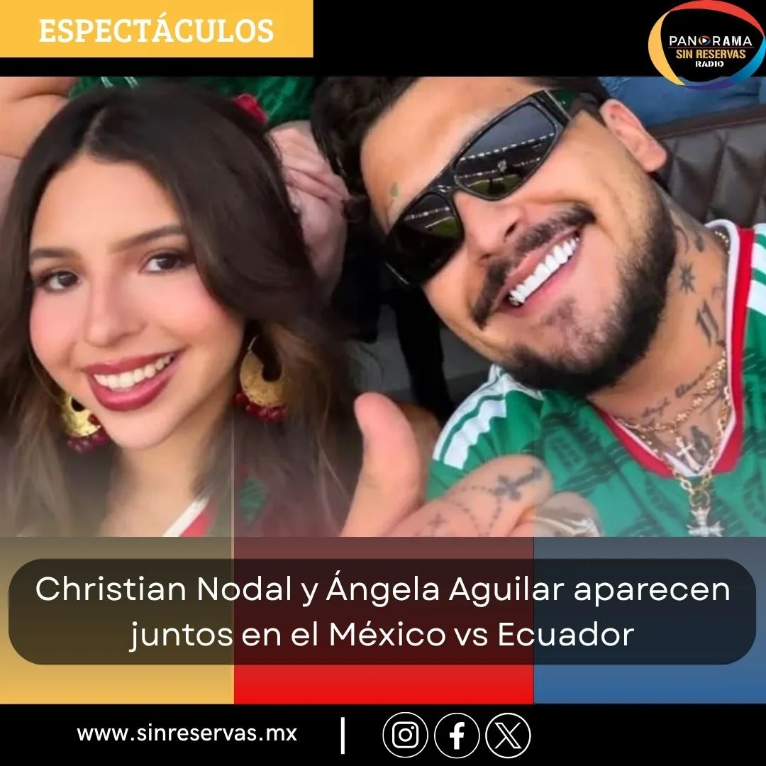 Christian Nodal y Ángela Aguilar aparecen juntos en el México vs Ecuador