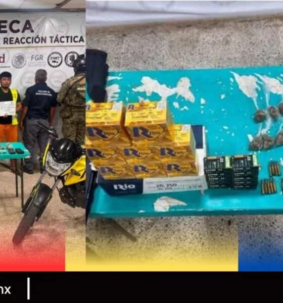 Detienen a dos hombres con presunta droga y más de mil cartuchos en Emiliano Zapata